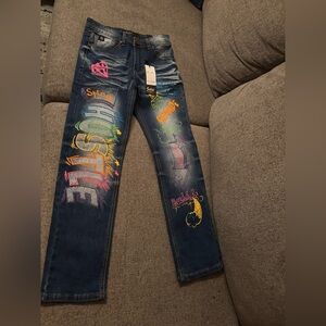 Kids Colorful Graphic Jeans